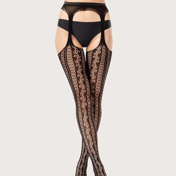 NWT Sheer Mesh Suspender Pantyhose - Picture 2 of 4